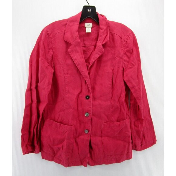J Jill Jacket Small Petites Linen Blazer Coat Preppy Belted Waist - Picture 1 of 10